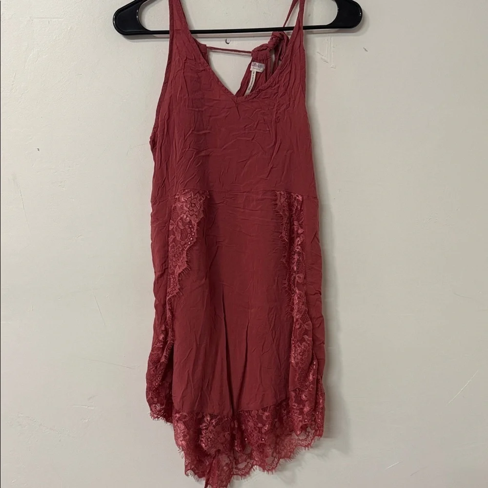 Free People Burgundy Lace Slip Dress